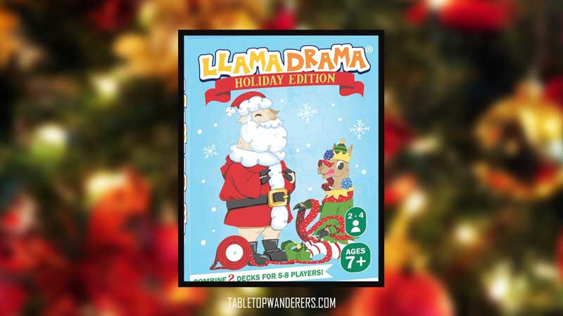 Best Christmas board games - Llama Drama box cover on a background