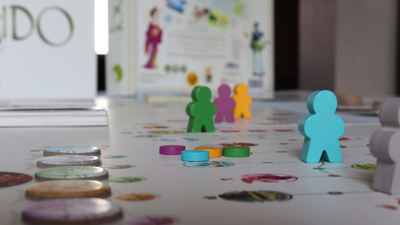 tokaido game components on a table