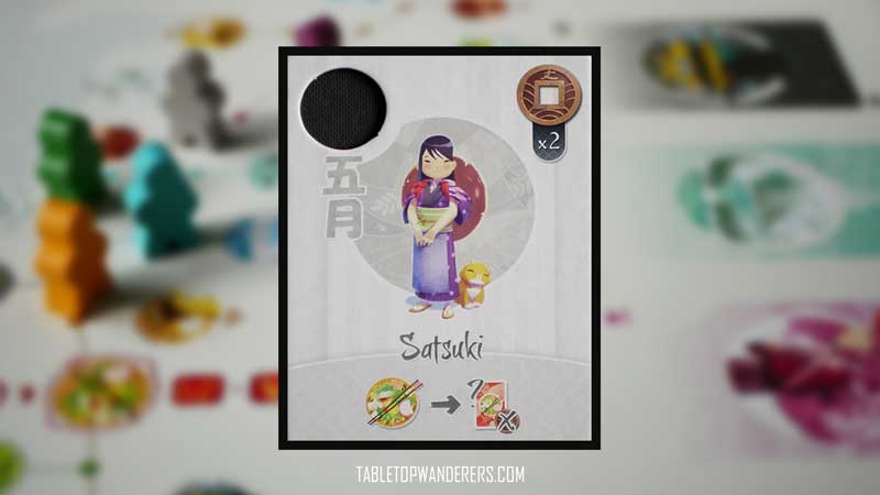 tokaido characters - satsuki card on a blurred tokaido background