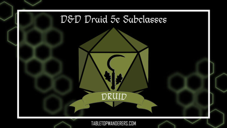 Druid 5e Subclasses Overview Rank Tabletop Wanderers   Druid Subclasses Cover 01 Tabletopwanderers 768x432 