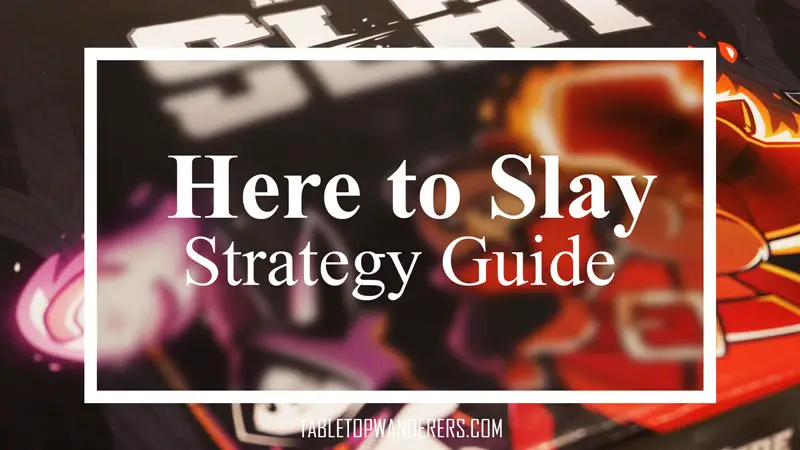 picture with the "here to slay strategy guide" white text over the game cover background