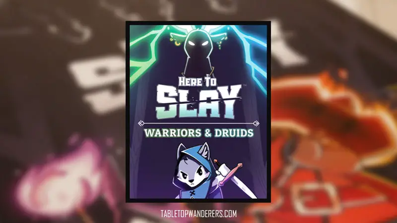 here to slay warriors and druids expansion image on a colourful blurred background