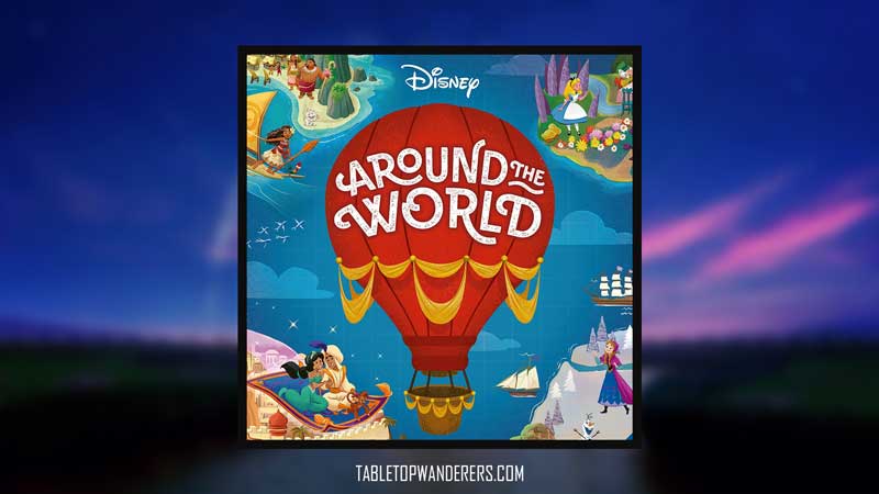 disney around the world game box image on a blurred background