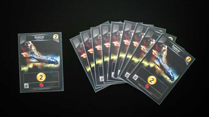 Star Realms 10 Explorer cards on a black background