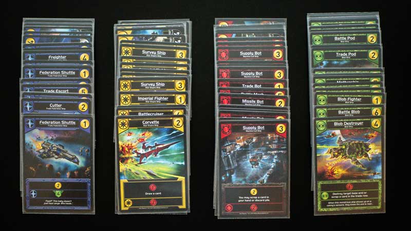 Star Realms 80 faction cards on a black background